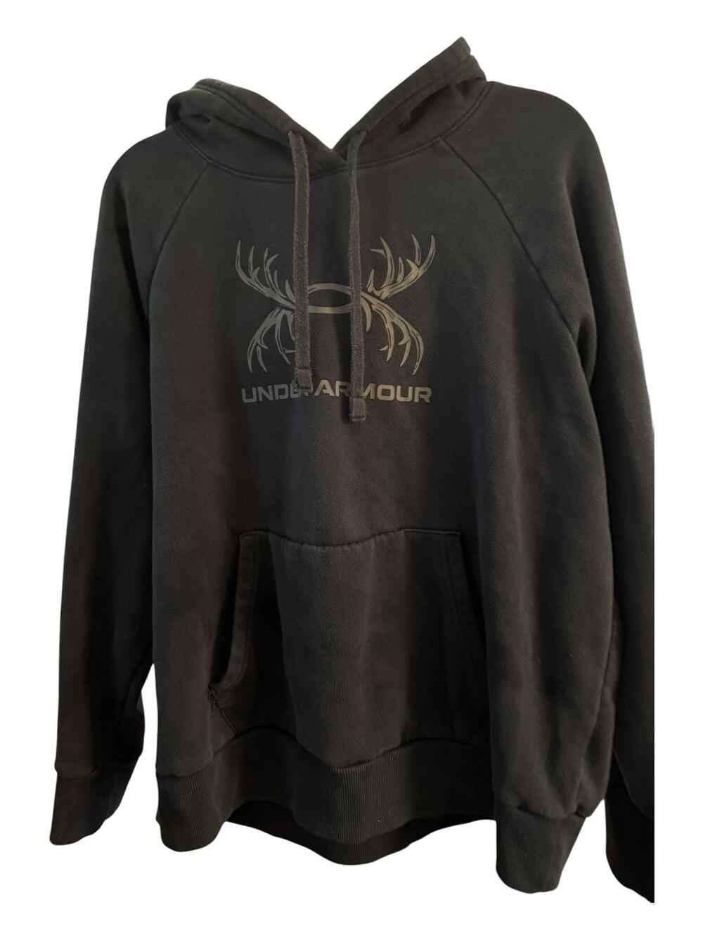 Under Armour Men's XL Black Antler Logo Hunting Fleece Pullover Hoodie